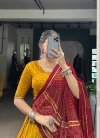 Yellow Colour Gauri Tussar Silk With Bandhej Print With Gotta Patti Lace Lehenga With Blouse Dupatta LNB1250